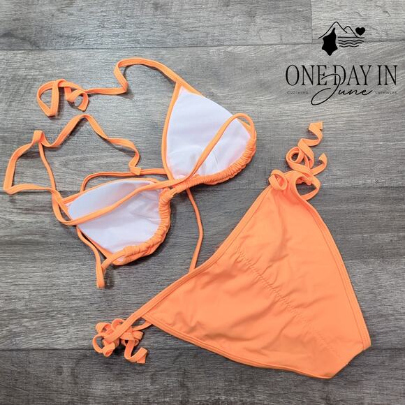 Adisputent Triangle Ruched Bikini Swimsuit Size S - Picture 4 of 4